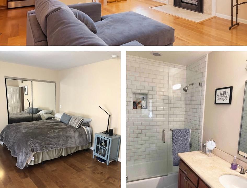 Soaring ceilings in living room with outdoor balcony. Living space is drenched in sunlight and moonlight. Large main bedroom ensuite bathroom and laundry room.