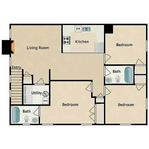 Floor plan 3 Bedroom Ground Floor