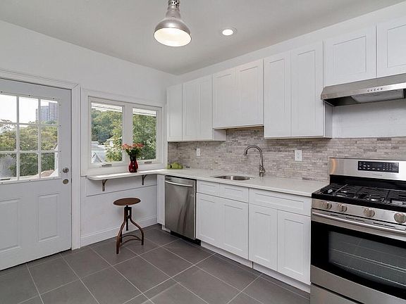 Kitchen with Manhattan views. High end cabinets.