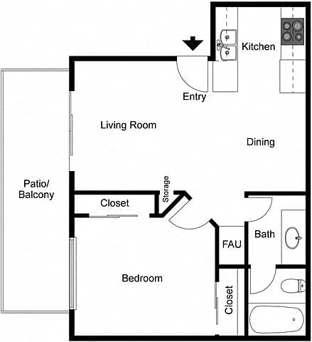 Floor plan 1 Bedroom 1 Bath