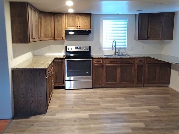 open kitchen with a separate dining area