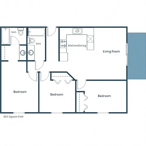 Floor plan Three Bedroom 32A