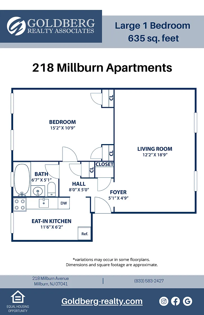 Floor plan Large One Bedroom