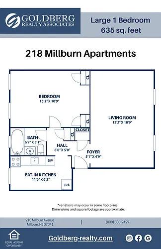 Floor plan Large One Bedroom