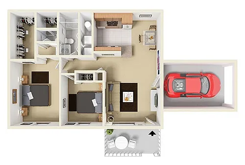 Floor plan 2B/1.5/1CA