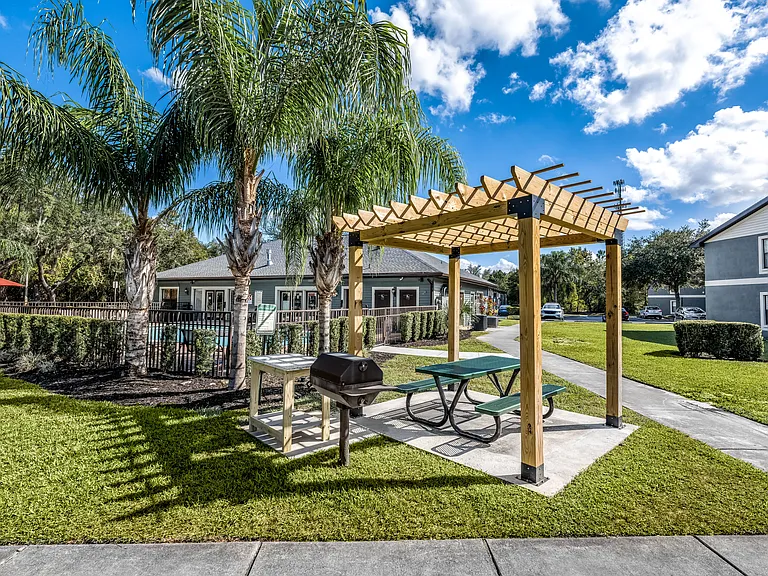 Relax by the pool in our pergola featuring grill and electricty.