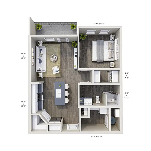 Floor plan 1A - One bedroom One Bathroom