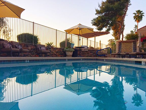 Peaceful pool at sunset