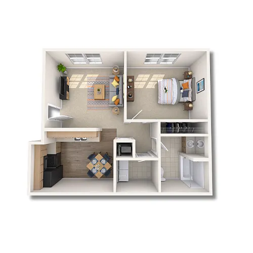 Floor plan 1ARB (Black Appliances)