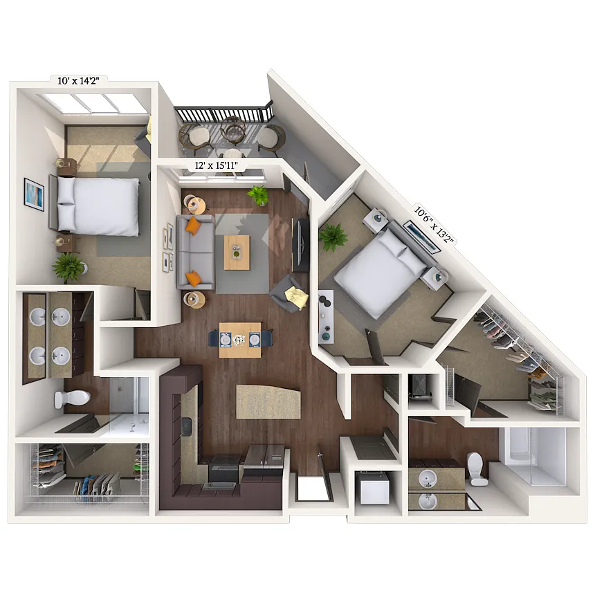 Floor plan Traditional 2x2 997-1148 SF
