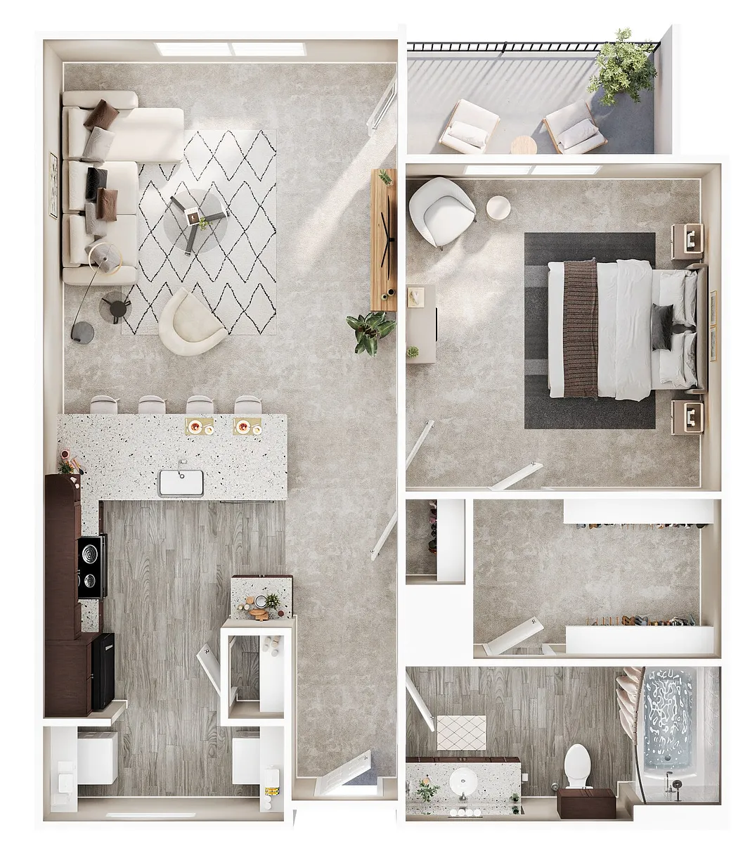 Floor plan 1 Bed 1 Bath A