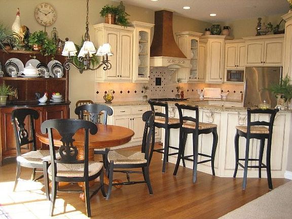 Bamboo floors & custom cabinets with over glaze.