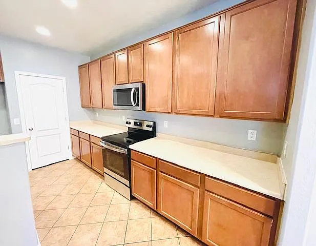 Stainless steel appliances in the kitchen