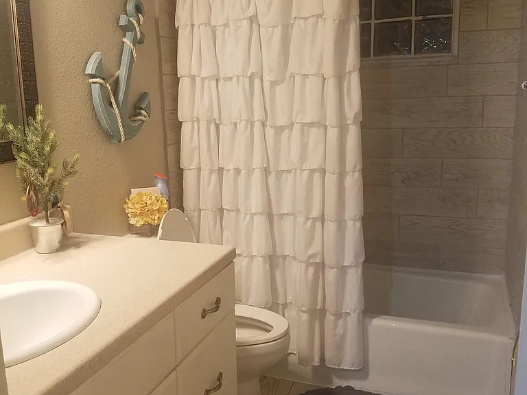 Guest bathroom with shower and tub