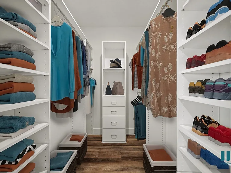 Large-Size Walk-In Closet with Built-In Organizers