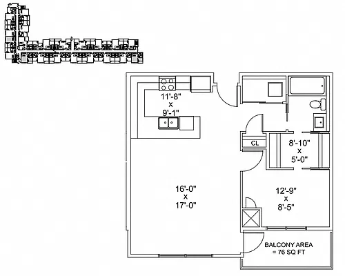Floor plan Conservatory II 1 Bed 1 Bath B