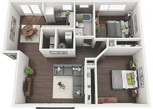 Floor plan 2x1 Flat AM