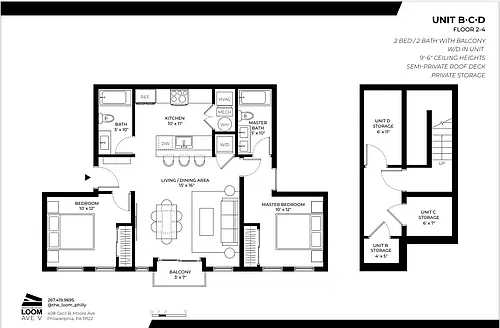Floor plan 2BR with a Balcony