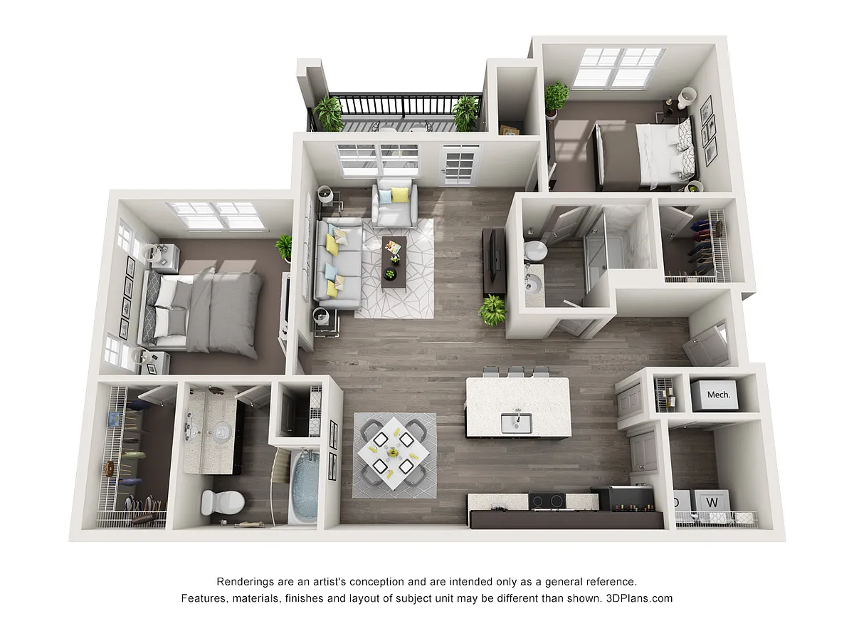 Floor plan B5 - Two Bedroom, Two Bathroom