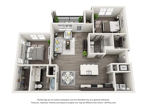 Floor plan B5 - Two Bedroom, Two Bathroom