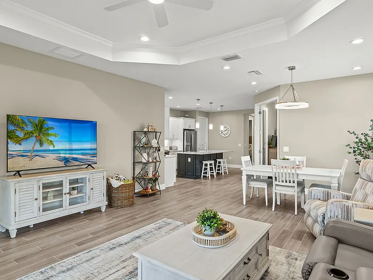 Open floor plan exudes spaciousness.