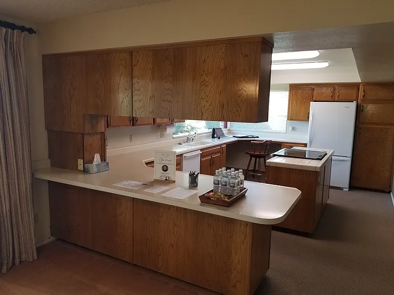 Kitchen with cooking island and very large pantry