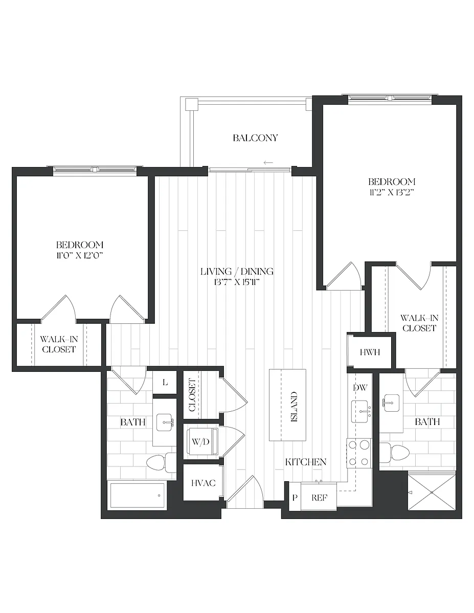 Floor plan 2 Bed/2 Bath-2B-8-The Barrett