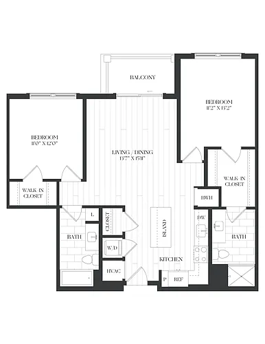 Floor plan 2 Bed/2 Bath-2B-8-The Barrett