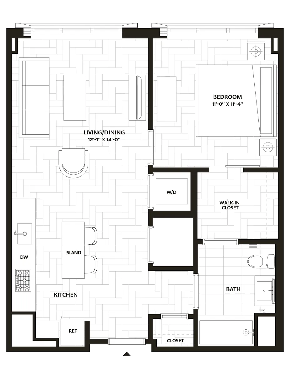 Floor plan 1 Bed/1 Bath-A12