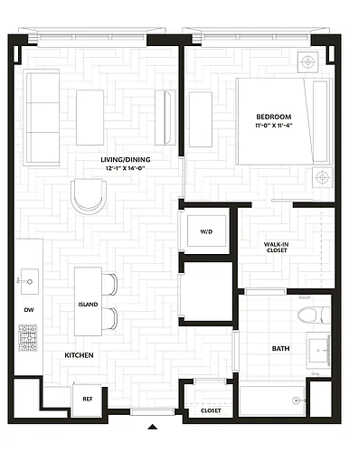 Floor plan 1 Bed/1 Bath-A12