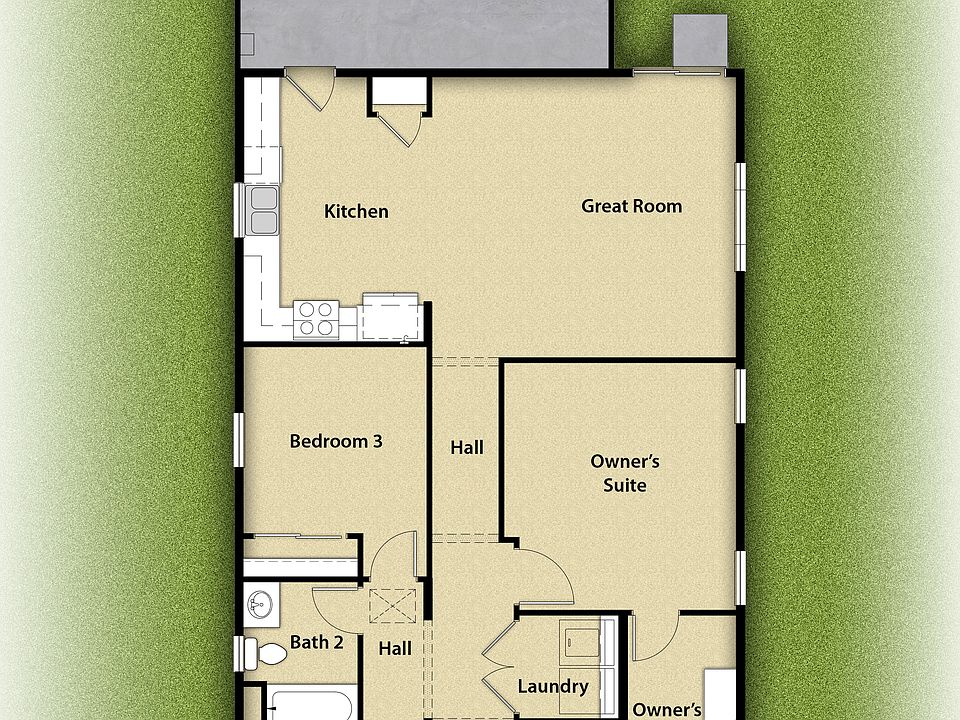 The Campbell plan offers three bedrooms, two bathrooms and a great layout.