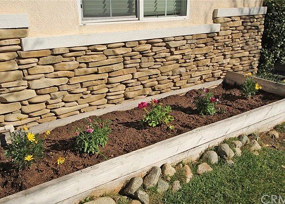 Newly planted flower bed