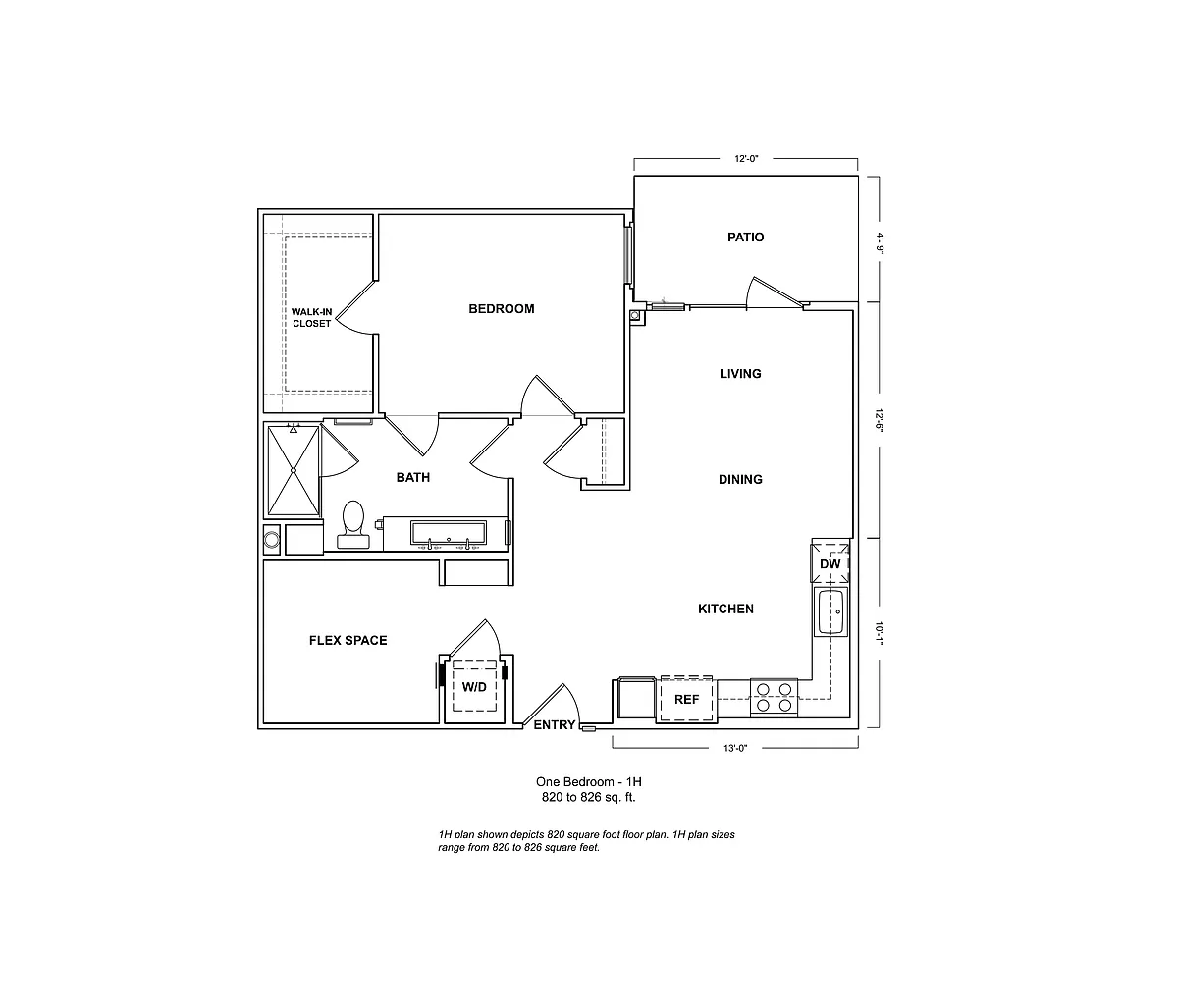 Floor plan 1H-Floorplan - Balcony/Patio