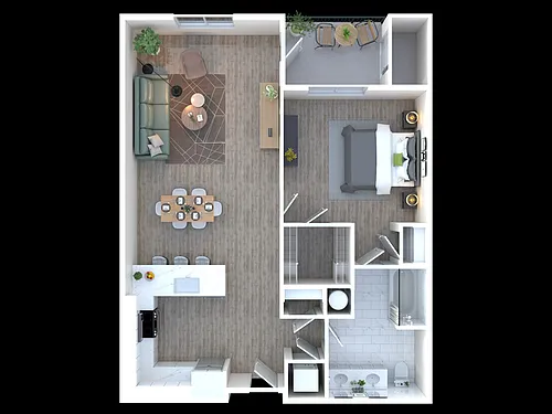 Floor plan 1BD, 1BA DLX