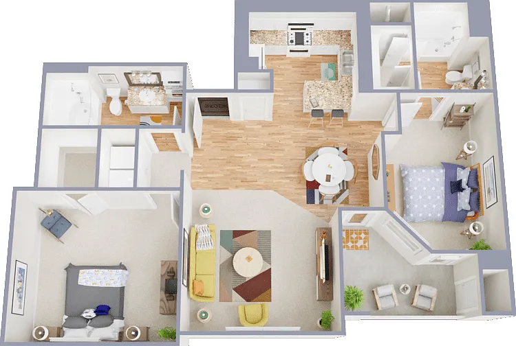 Two Bedroom Two Bath Model C Floorplan Diagram