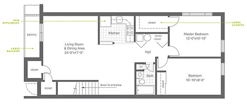 Floor plan 2 Bed | 1 Bath