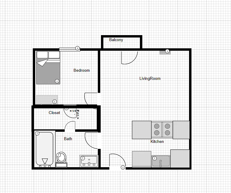 Floor plan 1 Bed 1 Bath