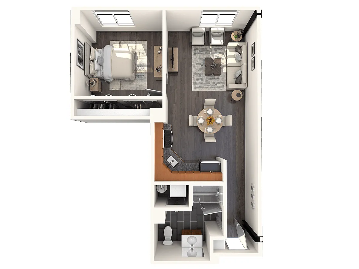 Floor plan 1-Bedroom 1-Bathroom | 320 sqft