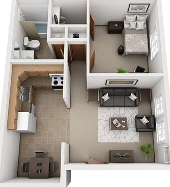 1 Bed 1 Bath - Suite L Shape 1 Bed 1 Bath - Suite L Shape
