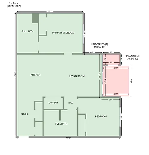 Floor plan 2 bedroom 60%