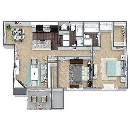 Floor plan B2: 2 Bed 2 Bath