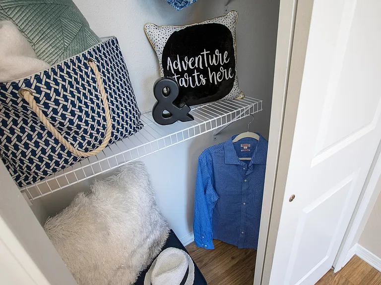 Organize efficiently with built-in organizers in our roomy closets.
