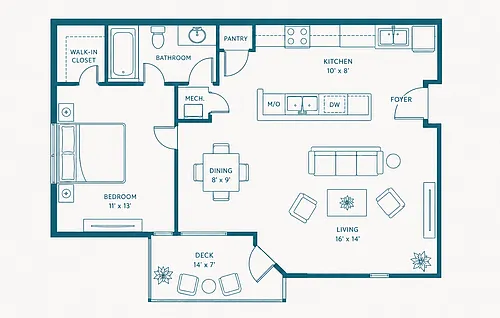 Floor plan 1 Bedroom 1 Bathroom