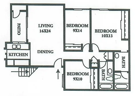 Floor plan 3 Bedrooms 2 Bathrooms