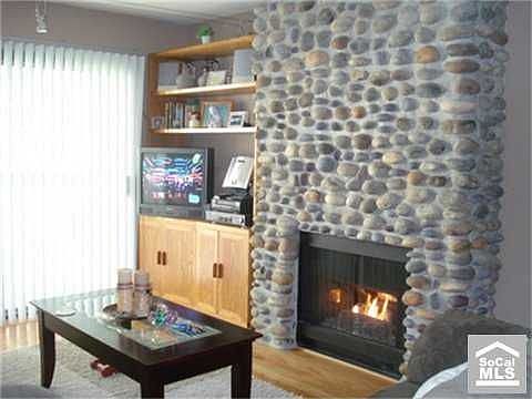 River rock fireplace 
