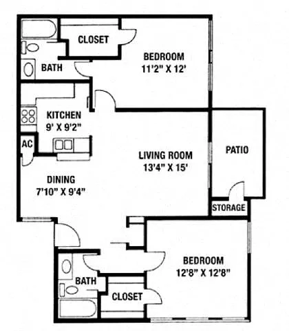 Floor plan 2 Bedroom / 2 Bath - 985