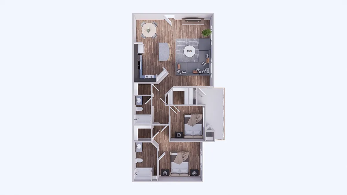 Floor plan 2 Bedroom | 2 Bath