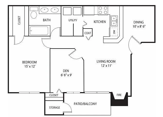 Floor plan Oak 1 Den