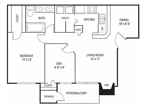 Floor plan Oak 1 Den