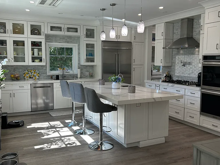 Kitchen are with island and double convection/air fry oven